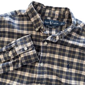 Polo Ralph Lauren Vintage 90s Mens Classic Fit Plaid Button Down Shirt Large